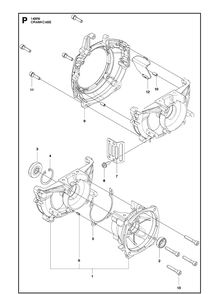 Crankcase Diagram and Parts List for 143RII 20090100001-20143600000 Husqvarna Brush Cutter