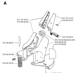 Cover Diagram and Parts List for 19920500001-19931800000  Husqvarna Trimmer