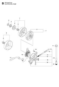 Clutch Oil Pump Diagram and Parts List for 570 2013-03 Husqvarna Chainsaw