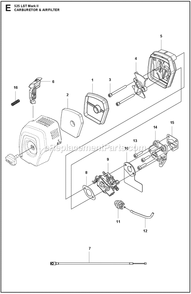 Carburetor And Air Filter Diagram and Parts List for 525LSTMARKII  Husqvarna Trimmer