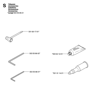 Accessories Diagram and Parts List for 575XP-575XPG 575 XP W - 575 XPGW Husqvarna Chainsaw