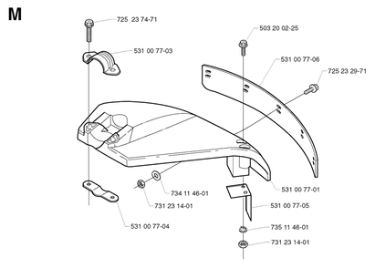Guards Diagram and Parts List for 142R 20001900001 & Above Husqvarna Trimmer