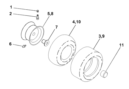 Wheels And Tires Diagram and Parts List for LTH1342 (954567031-B)(2001-01) Husqvarna Lawn Tractor