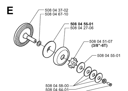 Clutch Diagram and Parts List for 316 20000600001-20030100000 Husqvarna Chainsaw