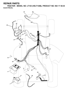 Electrical Diagram and Parts List for LT130 (954170035-B)(2001-03) Husqvarna Lawn Tractor