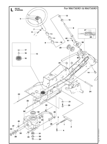 Steering Diagram and Parts List for R213C  Husqvarna Lawn Mower
