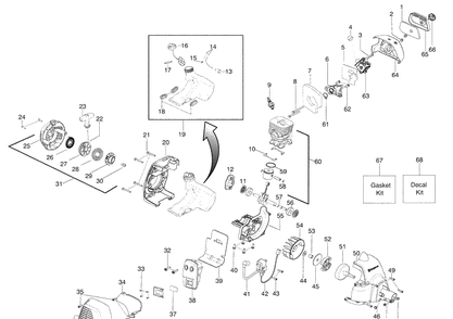 Engine Diagram and Parts List for 128C 2009-05 Husqvarna Trimmer