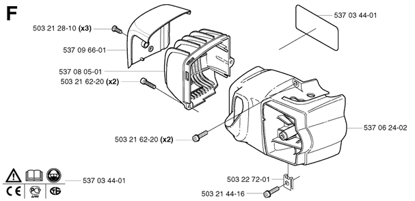 Cover Diagram and Parts List for 325HD60X 20022200001 - 20062300000 Husqvarna Hedge Trimmer
