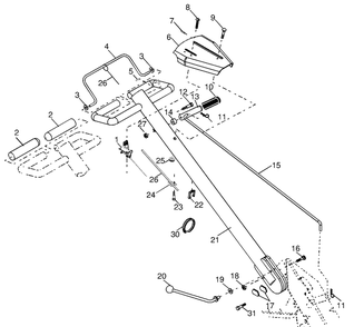 Handle Assembly Diagram and Parts List for 650BRTTA (954329325)(2003-12) Husqvarna Tiller