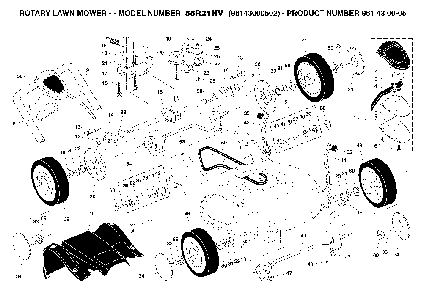 Repair Parts Diagram and Parts List for 55R21HV (96143000502, 532188294)(2005-11) Husqvarna Lawn Mower