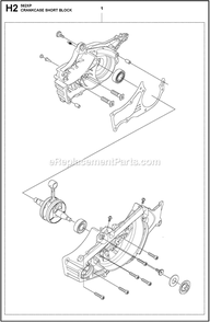 Short Block Diagram and Parts List for 562XPG  Husqvarna Chainsaw