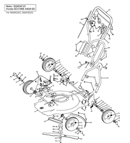 Frame And Engine Diagram and Parts List for WB53SE  Husqvarna Lawn Mower