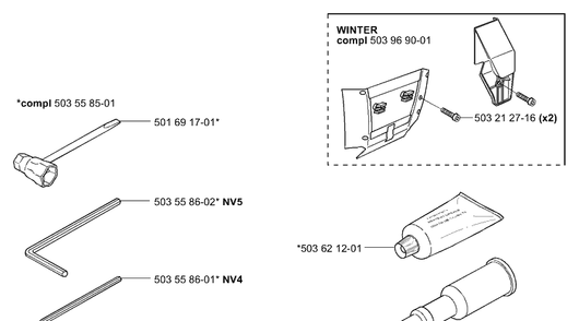 Accessories Diagram and Parts List for 365EPA 2002-01 Husqvarna Chainsaw