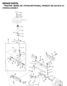 Steering Diagram and Parts List for YTH180 (HEYTH180A)(1998-12) Husqvarna Lawn Tractor