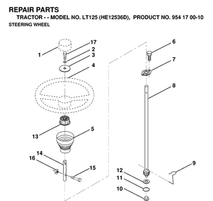 Steering Diagram and Parts List for LT125 (HE12536D)(1998-12) Husqvarna Lawn Tractor
