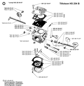 Carburetor Details Diagram and Parts List for 61 19993100001-20014000000 Husqvarna Chainsaw