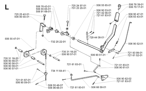 Controls Diagram and Parts List for R13BIO 2001-01 Husqvarna Lawn Tractor