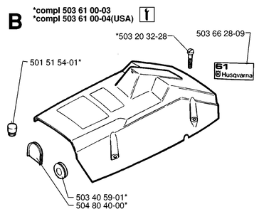 Cover Diagram and Parts List for 61 19970100001-19993100000 Husqvarna Chainsaw