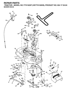 Mower Deck / Cutting Deck Diagram and Parts List for YTH150XP (HEYTH150KB)(2004-01) Husqvarna Lawn Tractor