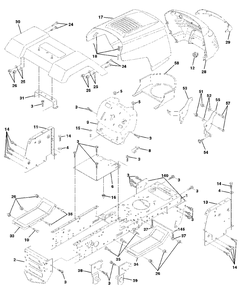 Chassis And Enclosures Diagram and Parts List for LT120 (954140047-A)(1998-01) Husqvarna Lawn Tractor
