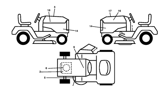 Decals Diagram and Parts List for YTH26V54 (96048001100)(2010 - 12) Husqvarna Lawn Tractor