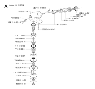 Bevel Gear 2 Diagram and Parts List for 240R 20053600001 & Above Husqvarna Trimmer
