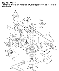 Mower Deck / Cutting Deck Diagram and Parts List for YTH1848XP (HAU18H48B)(954170057)(2003-01) Husqvarna Lawn Tractor