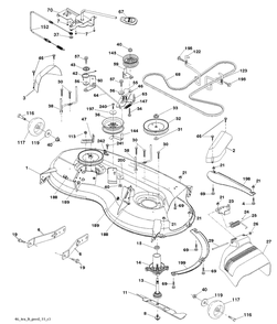 Mower Deck / Cutting Deck Diagram and Parts List for YTH22V46 (96043016200)(2012-09) Husqvarna Lawn Tractor