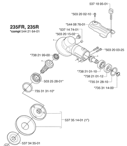 Gearbox Diagram and Parts List for 235FR 2009-06 Husqvarna Brush Cutter
