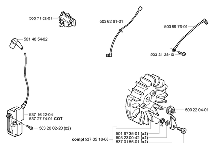 Ignition / Flywheel Diagram and Parts List for 365EPA 2005-05 Husqvarna Chainsaw