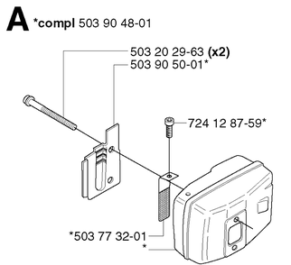 Muffler Diagram and Parts List for 225H75 20022200001-Current Husqvarna Hedge Trimmer