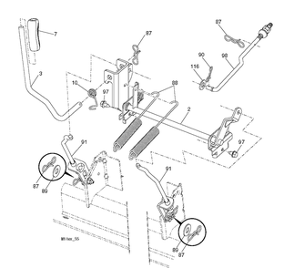 Mower Lift Lever Diagram and Parts List for LGT2654 (96043018300)(2013-09) Husqvarna Lawn Tractor