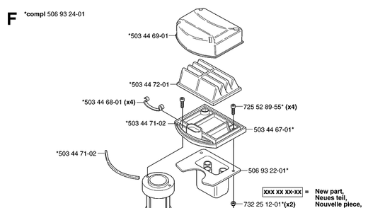 Air Filter Diagram and Parts List for PR15 (953535001)(2004-01) Husqvarna Lawn Mower