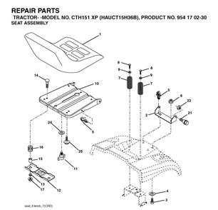 Seat Diagram and Parts List for CTH151XP (HAUCT15H36B)(2004-09) Husqvarna Lawn Tractor