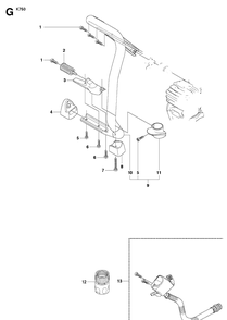 Handle 2 Diagram and Parts List for K750 2009-07 Husqvarna Lawn Tractor Accessories