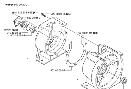 Crankcase Diagram and Parts List for 265RXEPA 2002-08 Husqvarna Brush Cutter