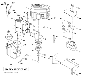 Engine Diagram and Parts List for TC242TX  Husqvarna Lawn Tractor