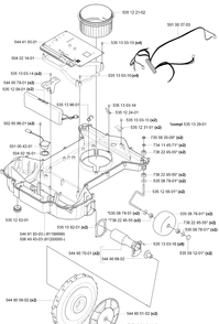 Battery/Lower Chassis/Wheels Diagram and Parts List for 230ACX 2008-02 Husqvarna Lawn Mower