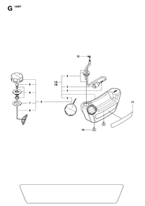 Fuel Tank Diagram and Parts List for 130BT (965102204)(20070100001-20133299999) Husqvarna Leaf Blower / Vacuum