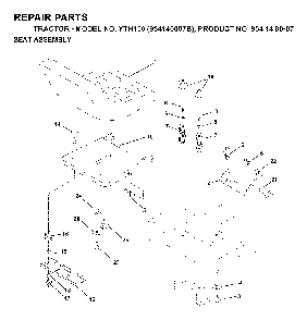 Seat Diagram and Parts List for YTH150 (954140007B, 954140007)(1997-01) Husqvarna Lawn Tractor