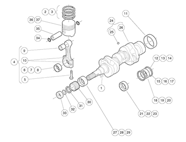 Piston And Crankshaft Diagram and Parts List for HUV4421GXP 2009 Husqvarna Lawn Tractor