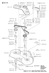 103cm Cutting Deck Diagram and Parts List for PF21 2002-05 Husqvarna Lawn Tractor