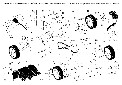 Product Complete Diagram and Parts List for R152SVH-BBC (96141006302, 961410063)(2008-02) Husqvarna Lawn Mower