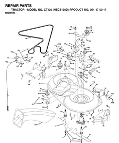 Mower Deck / Cutting Deck Diagram and Parts List for CT130 (HECT130D)(2001-01) Husqvarna Lawn Tractor