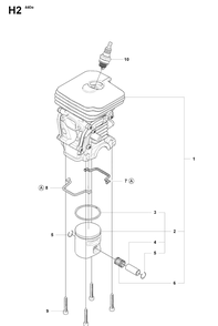Cylinder Piston Diagram and Parts List for 440E 20081800001-20090400000 Husqvarna Chainsaw