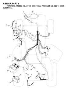 Electrical Diagram and Parts List for LT130 (954170035-A)(2001-01) Husqvarna Lawn Tractor