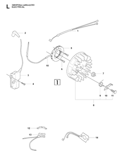 Electrical Diagram and Parts List for 353 20090400001-Current Husqvarna Chainsaw