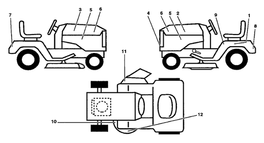 Decals Diagram and Parts List for LT100 (954000312-A)(1991-07) Husqvarna Lawn Tractor