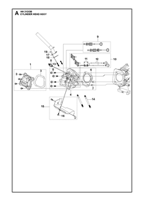 Cylinder Head Assembly Diagram and Parts List for HH212OB  Husqvarna Engine