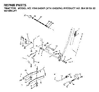 Mower Lift / Deck Lift Diagram and Parts List for YTH1342XP (YTH1342 XPA, 954569332)(2003-03) Husqvarna Lawn Tractor